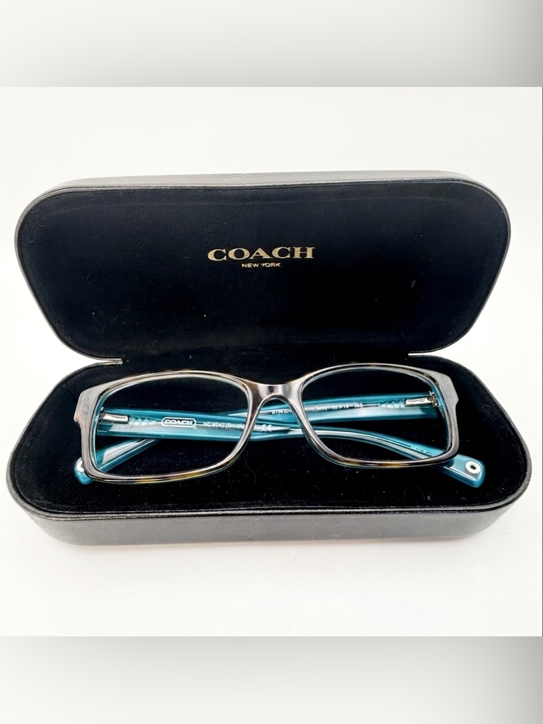 Coach Hc 6040 Brooklyn Tortoise & Teal Glasses Frames Euc 52-16-135